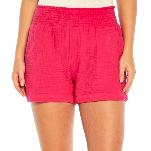Three Dots Fuchsia Pink Double Gauze 100% Cotton 4” Shorts Women’s S Small - Picture 1 of 12